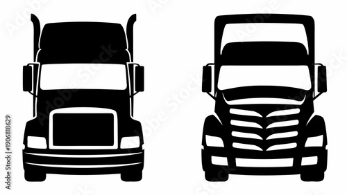 Commercial Fleet Semi-Truck and Construction Tipper Silhouette Mega-Bundle