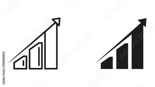 Bar Chart Icons with Upward Trend