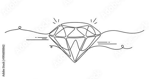 Geometric diamond art with elegant line patterns and sparkling accents. None editable stroke