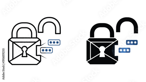 Locked Envelope Icons with Passwords