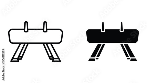 Simple black and white icon set of table or bench