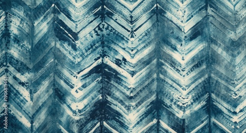 Handmade style zigzag pattern inspired by Shibori and swamp imagery on a soft aquarelle textile