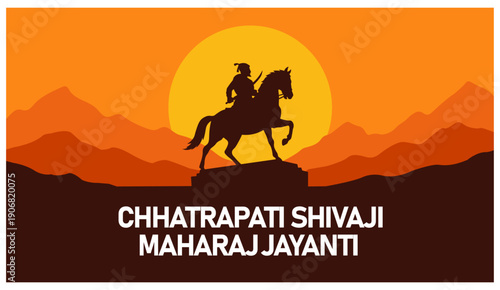 Chhatrapati Shivaji Maharaj Jayanti Statue Mountain Sunset Vector