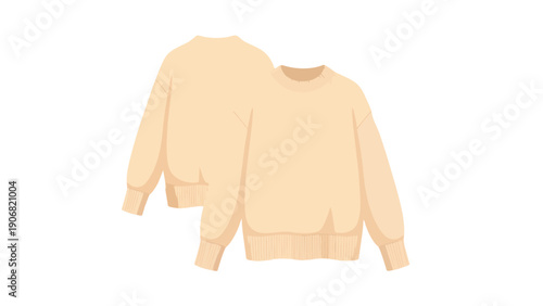 Soft pastel beige pullover sweater illustration, a cozy versatile wardrobe essential for relaxed comfort and stylish layering, perfect for everyday