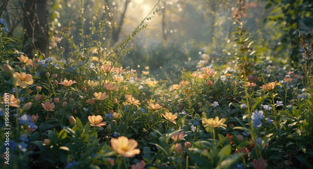 Obraz premium AI Generated Enchanted Garden of Flowers for Easter Season