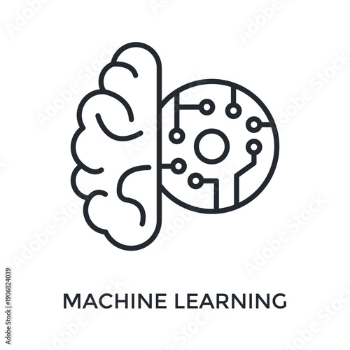Machine Learning Icon Outline Style. Vector Illustration For Graphic Design