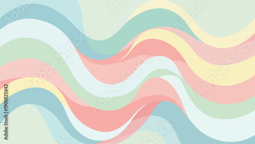 Colorful, wavy abstract background with pastel hues, flowing lines