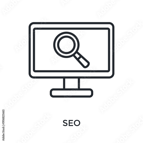 Seo Icon Outline Style. Vector Illustration For Graphic Design