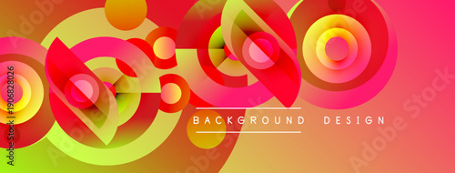 Abstract vibrant circles overlap, creating dynamic colorful background. Gradient hues blend smoothly, offering modern visual appeal.