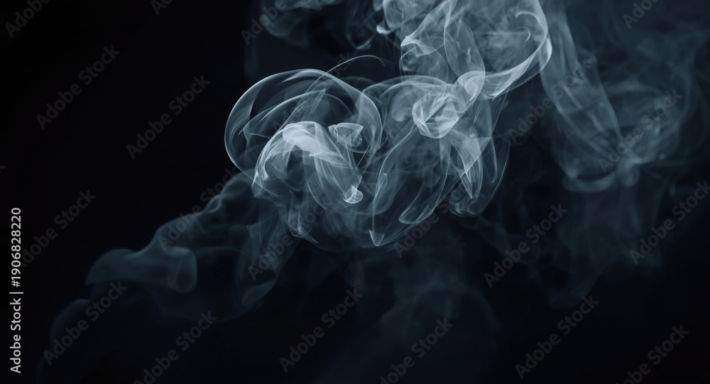 Fototapeta premium Artistic selective focus capturing swirling smoke cloud on dark backdrop