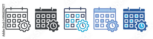 Schedule icon set multiple style collection