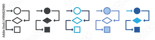 Workflow icon set multiple style collection