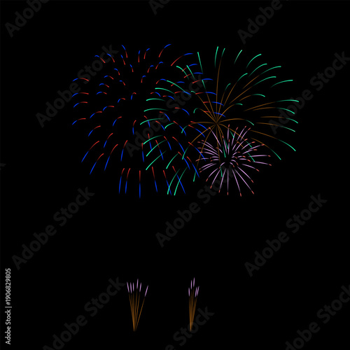 Fireworks Vector with black background.