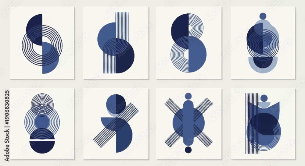 custom made wallpaper toronto digitalCollection of Abstract Geometric Shapes in Blue.