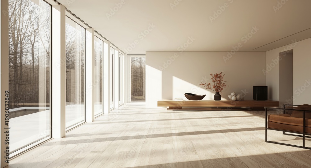 Fototapeta premium Interior design featuring white window profiles and inviting natural light in living space