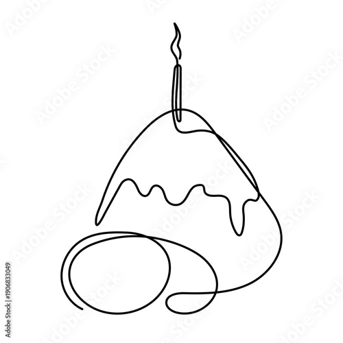 Easter cake and eggs one line art, hand drawn continuous contour. Christian orthodox religion holiday Resurrection of Jesus Christ design, festive decoration. Editable stroke. Isolated. Vector illustr