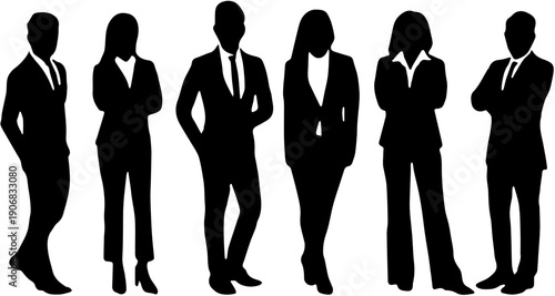 Silhouette of Professional Business Team Standing in Suit