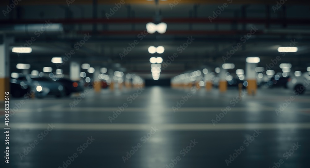 custom made wallpaper toronto digitalIlluminated indoor car parking facility showcasing blurred bokeh lights and roomy feel