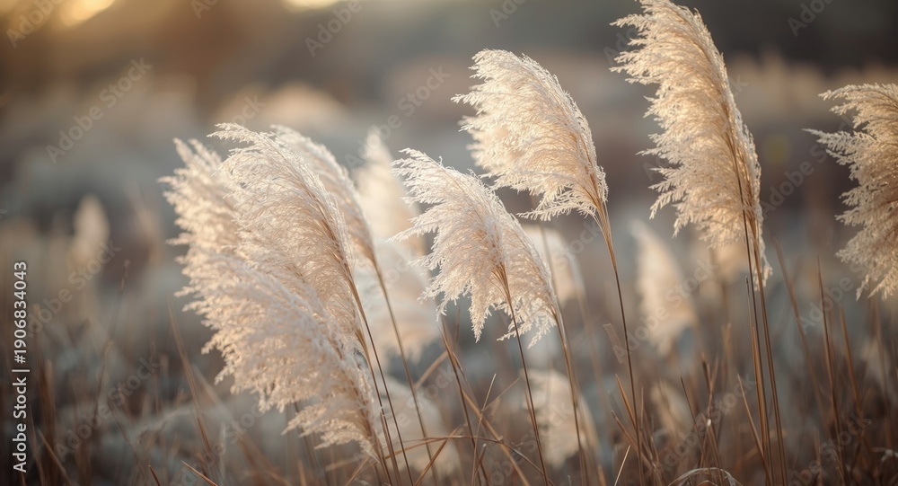 Obraz premium Late autumn background featuring Japanese pampas grass with ample copy space for text or design
