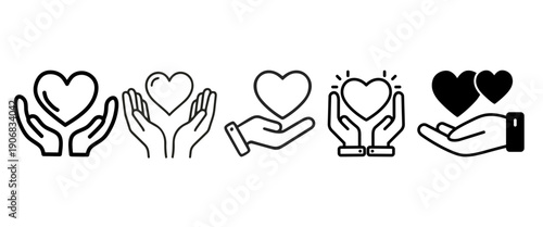 Gentle icons of hands holding hearts to symbolize kindness
