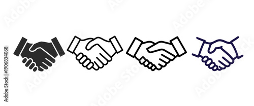 Various styles of handshake icons symbolizing mutual trust
