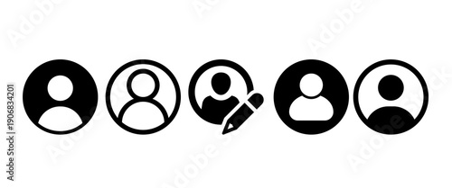 Minimalist circle user avatar icons and person profile symbols designed for website member login
