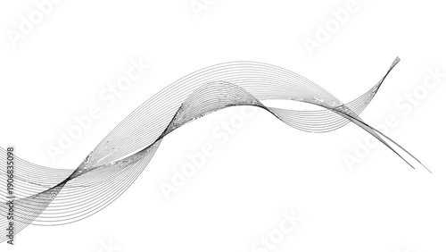 Abstract gray wave lines and curves on a white background.
