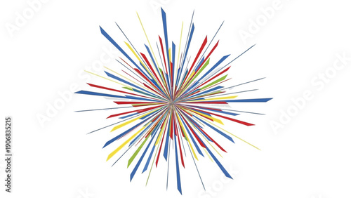 Vibrant abstract burst of colorful lines on a clean white background.