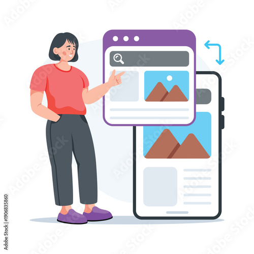 Grab this amazing flat illustration showing responsive web design across multiple devices