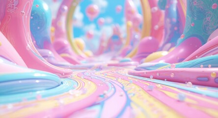 Papier peint photo Pourpre Bright 2d cartoon background rendered in anime style with smooth lines and detailed textures  © AbstractAI