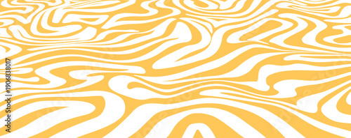 Abstract wavy design of smooth liquid lines. Geometric background with yellow fluid shapes.