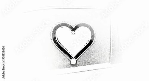 A stark heart shape drawn on a frosty, light-colored surface