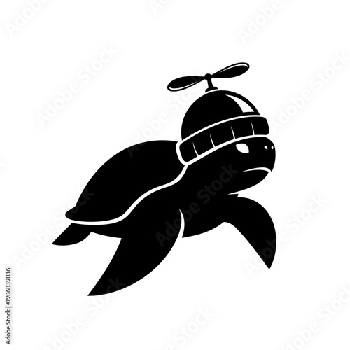 Cute Turtle wearing a propeller hat cartoon