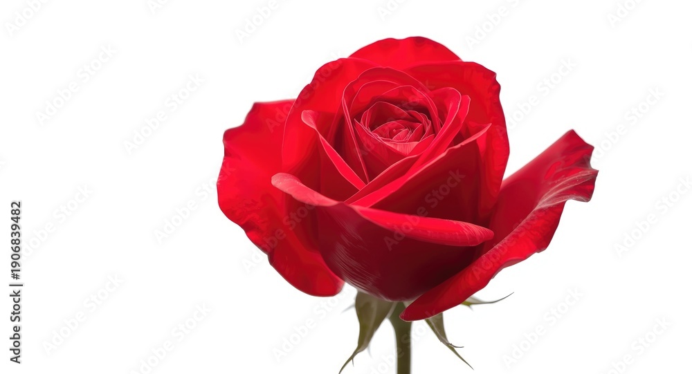 Fototapeta premium Close up view of a fresh rose blossom against a pure white background