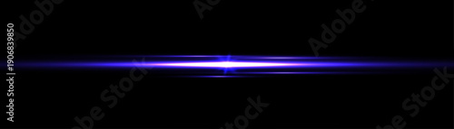 Abstract glowing light flares and blue highlights on black background. Futuristic and energetic neon effect.