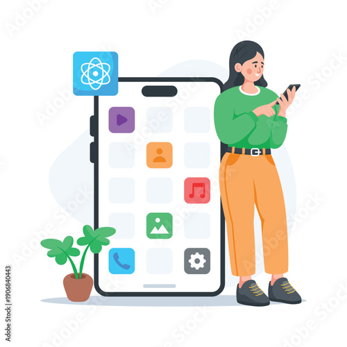 Get a glimpse of this amazing flat illustration of mobile app interface and application development