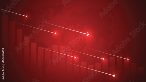 Financial crisis world economy business chart on crash global market background.