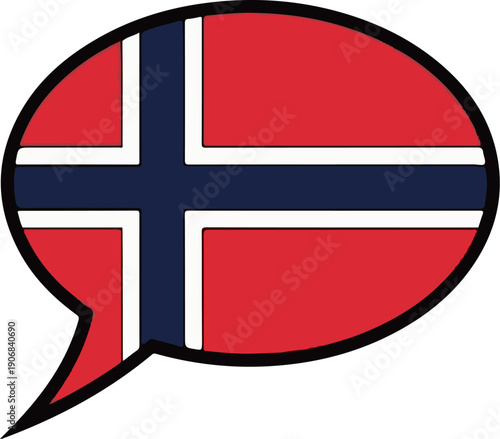 A speech bubble with the flag of Norway inside
