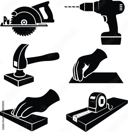 Essential tools commonly used in woodworking and carpentry projects