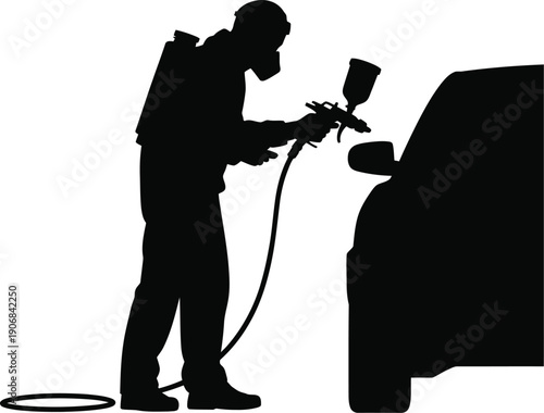 A technician performing maintenance on the exterior of a vehicle using specialized equipment.

