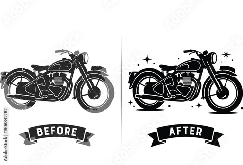 Transformation of a motorcycle from sketch to refined illustration