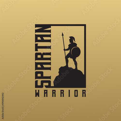 spartan warrior silhouette logo design