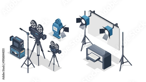 Isometric Film and Video Production Equipment Set
