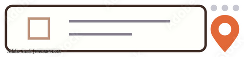 Navigation tools, geolocation, data input, search functionality, mapping solutions, digital interfaces. Rectangular search field with checkbox and location pin. Geolocation and navigation concept
