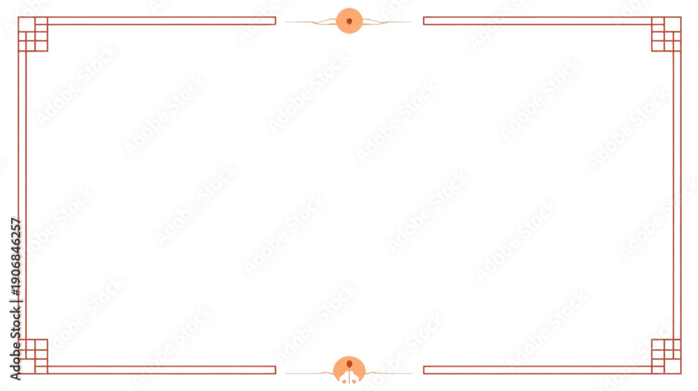 Fototapeta premium Elegant Decorative Frame with Ornate Corners and Center Medallions on Transparent Background