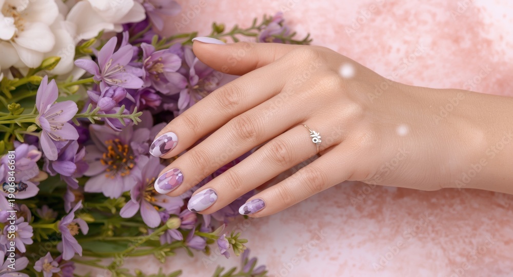 Fototapeta premium Elegant lavender nail design for women during spring and summer seasons