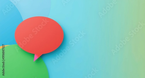 Bright mixed color background featuring a colorful speech bubble and generous copy space