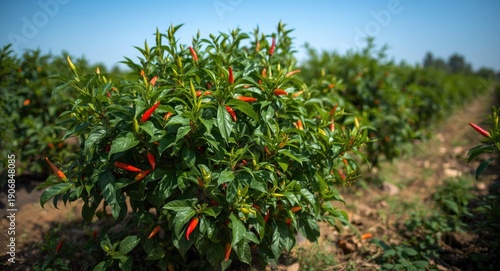 Healthy chili shrubs cultiv...