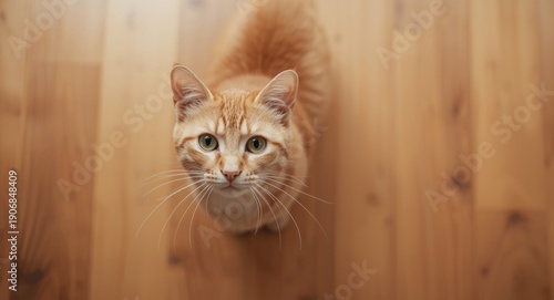 Alert ginger cat on warm wo...