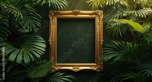 Golden photo frame mockup h...